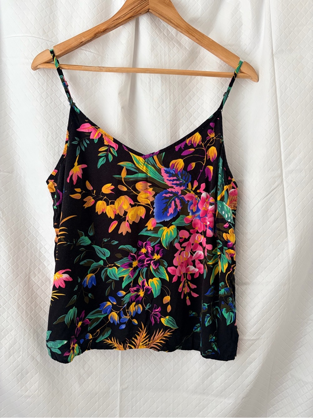 Cynthia Rowley Black Floral V-Neck Spaghetti Strap Camisole
